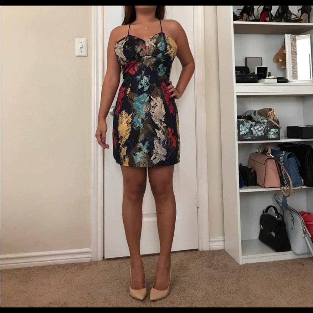 Embroidered multi color dress